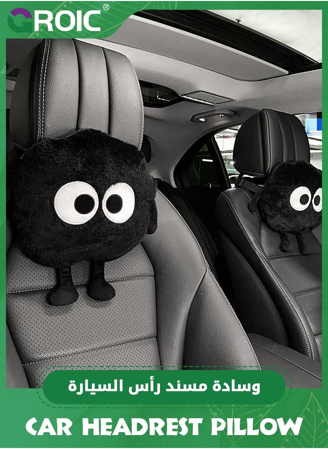 GROIC Cute Big-Eyed Sprite Car Headrest Pillow,  Cartoon Neck Pillow for Car, Soft Car Seat Pillow, Head Rest Cushion, Plush Comfort Neck Cushions for Driving, Traveling  - Image 2