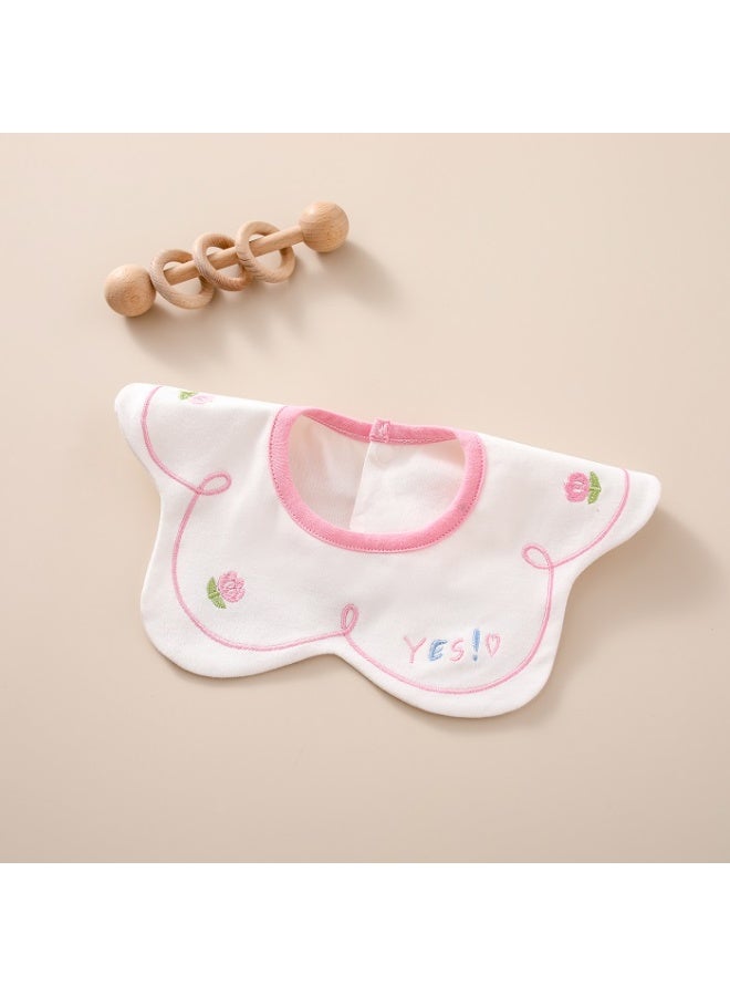 3-Pack Infant Bibs - 360° Rotatable Waterproof Cotton Drool Bibs for Newborns, Anti-Spit Milk Essentials with Petal Design - Image 2