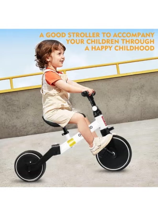 JAJEEK 4-in-1 Kids Balance Bike & Tricycle – Adjustable Seat Toddler Ride-On for 1–4 Years | Indoor & Outdoor Push Trike Toy | Convertible First Bike & Birthday Gift for Boys & Girls – White - Image 2