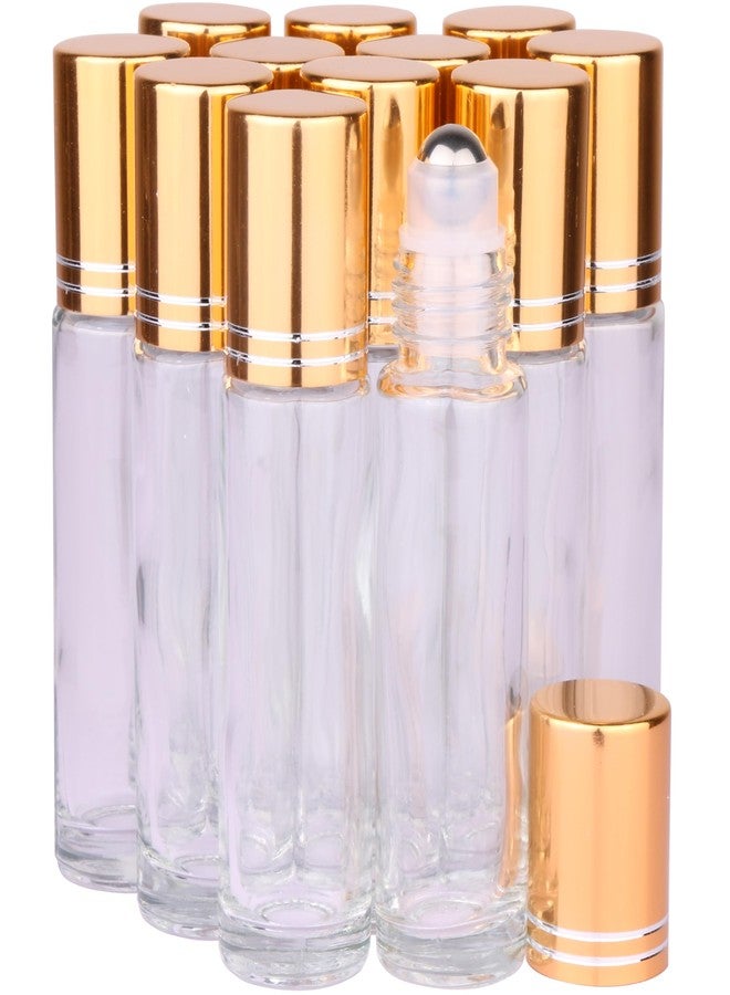 inice 12 Pack Essential Oil Roller Bottles 10ml Clear Glass Bottles Stainless Steel Roll On Ball Metal Cap for Daily Care - Image 1