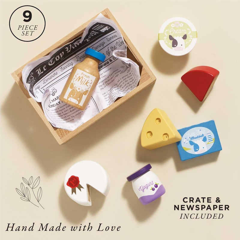 Le Toy Van - Wooden Honeybee Market Cheese & Dairy Crate | Wooden Market Stall Food | Supermarket Pretend Play Shop Food (TV185) - Image 2