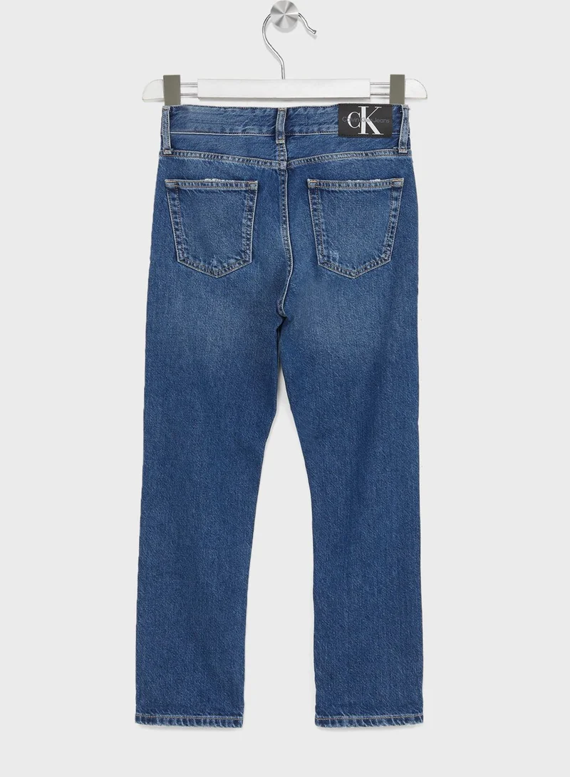 Calvin Klein Jeans Kids Mid Wash Straight Fit Jeans