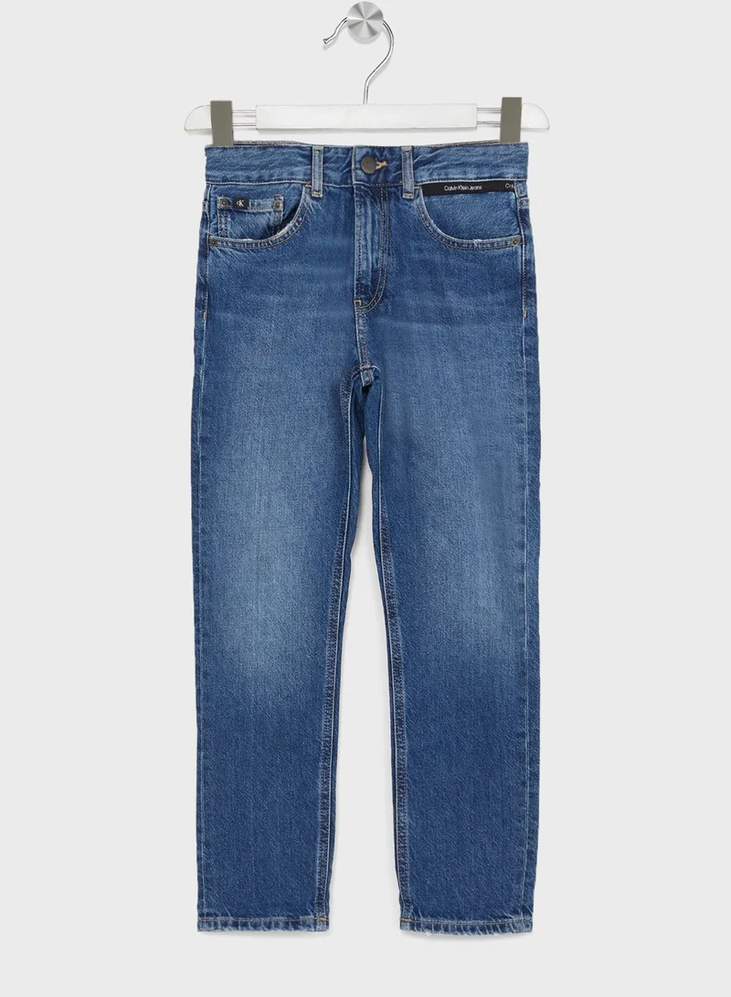 Calvin Klein Jeans Kids Mid Wash Straight Fit Jeans