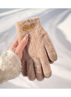 Women's Warm Winter Plush Thick Windproof Cartoon Cute Student Wool Gloves