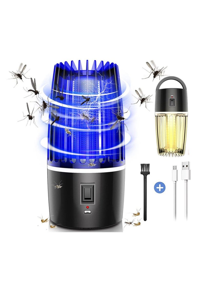 كابتن تيك مصباح كهربائي لقتل الناموس، صاعق حشرات 2 في 1 مع قاتل ذباب بالأشعة فوق البنفسجية 360 درجة، مصيدة حشرات قابلة لإعادة الشحن وإضاءة ليلية، طارد محمول للآفات لرحلات التخييم الداخلية والخارجية والصيفية - Image 1