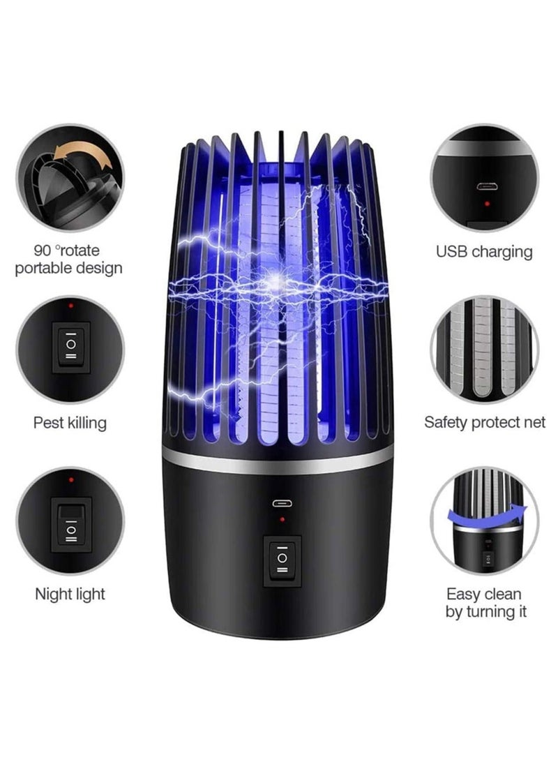 كابتن تيك مصباح كهربائي لقتل الناموس، صاعق حشرات 2 في 1 مع قاتل ذباب بالأشعة فوق البنفسجية 360 درجة، مصيدة حشرات قابلة لإعادة الشحن وإضاءة ليلية، طارد محمول للآفات لرحلات التخييم الداخلية والخارجية والصيفية - Image 2