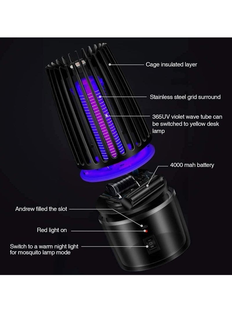 كابتن تيك مصباح كهربائي لقتل الناموس، صاعق حشرات 2 في 1 مع قاتل ذباب بالأشعة فوق البنفسجية 360 درجة، مصيدة حشرات قابلة لإعادة الشحن وإضاءة ليلية، طارد محمول للآفات لرحلات التخييم الداخلية والخارجية والصيفية - Image 4