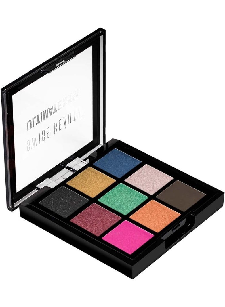Swiss Beauty Ultimate 9 Pigmented Colors Eyeshadow Palette Long Wearing And Easily Blendable Eye Makeup Palette Matte, Shimmery And Metallic Finish -Multicolor-07, 6G - Image 1
