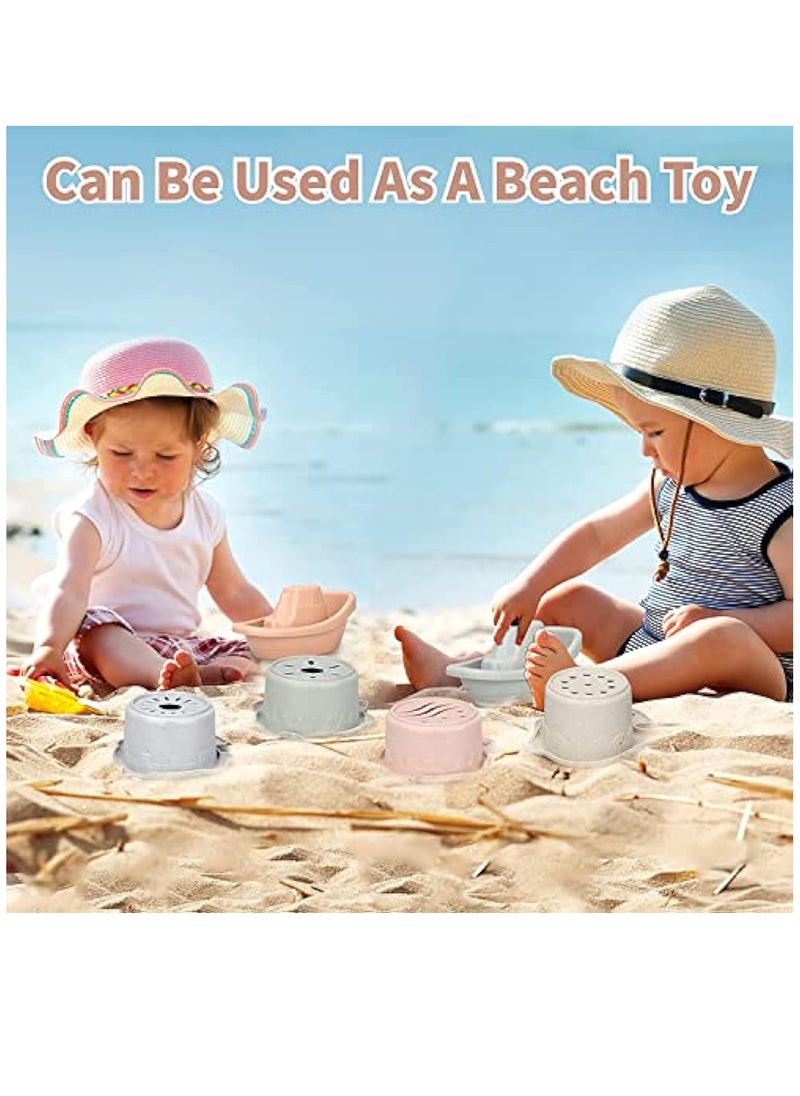 YelaJoy Baby Bath Toys for Toddlers 1-3 Year Old, Bathtub Water Toys for Kids Age 2-4, Contains 4 Stacking Cups, 2 Boats 2 Whale-Shaped Spoons, Gift for Infants Boys Girls 6-12 Months  - Image 5