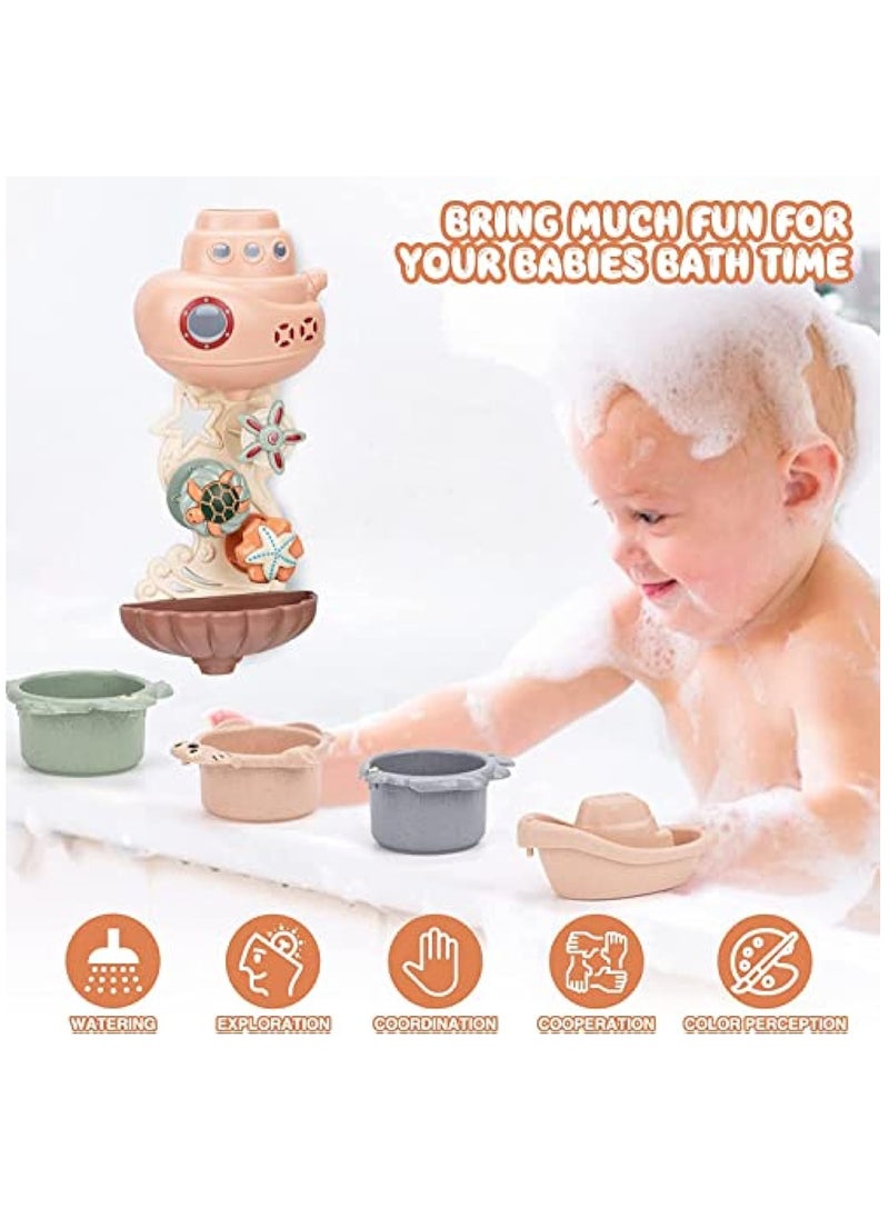 YelaJoy Baby Bath Toys for Toddlers 1-3 Year Old, Bathtub Water Toys for Kids Age 2-4, Contains 4 Stacking Cups, 2 Boats 2 Whale-Shaped Spoons, Gift for Infants Boys Girls 6-12 Months  - Image 3