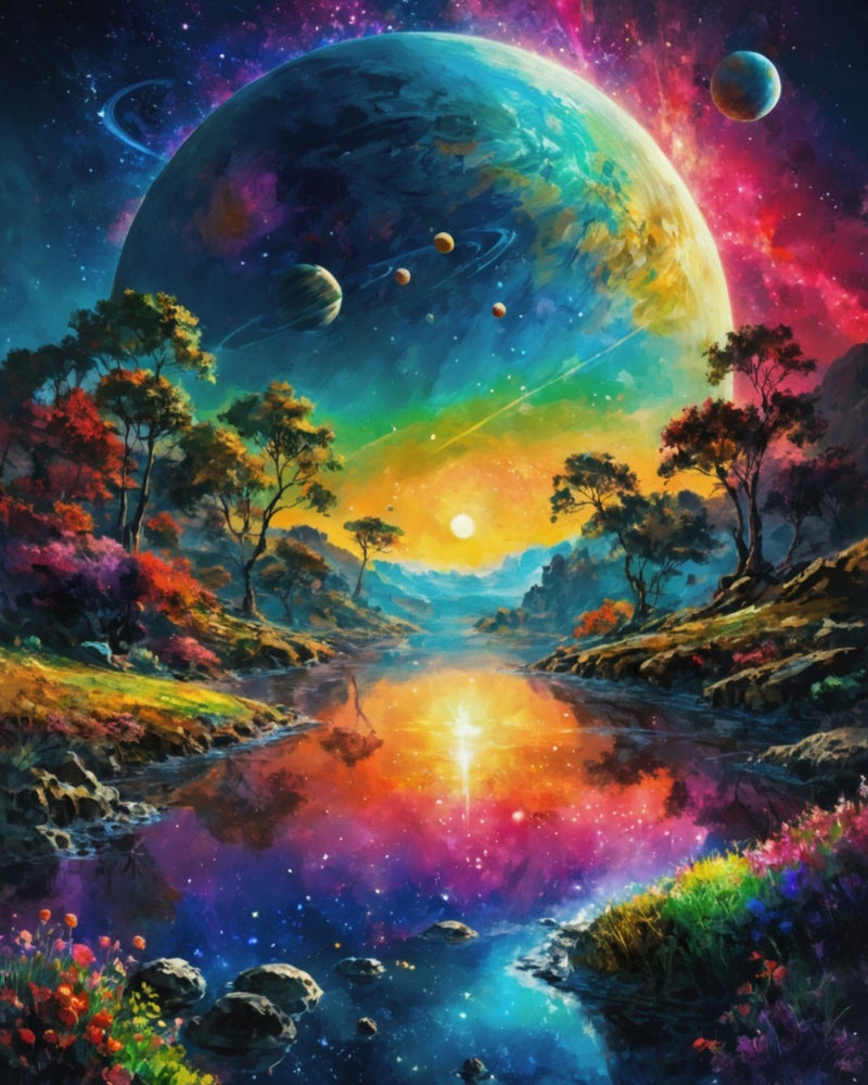 Ldazao Earth And Stars Space Diy Paint By Number  Mountain Paint By Numbers For Adults - Landscape Paint By Number On Canvas Without Frame For Gift Home Wall Decor(16X20Inch) - Image 1