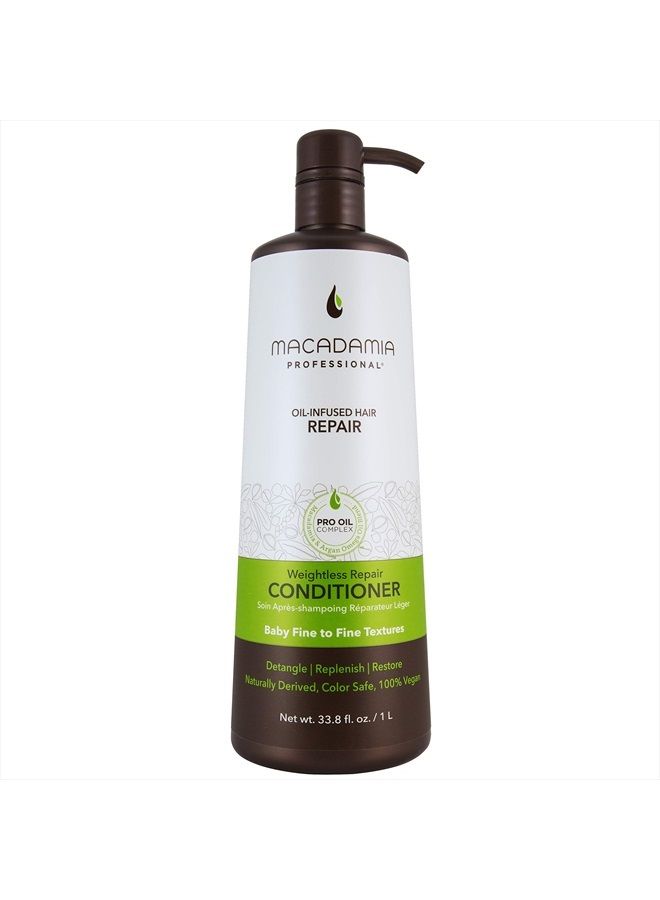 Macadamia Professional Hair Care Sulfate & Paraben Free Natural Organic Cruelty-Free Vegan Hair Products Weightless Repair Hair Conditioner, Green, Conditioner, 33.8 Fl Oz - Image 1