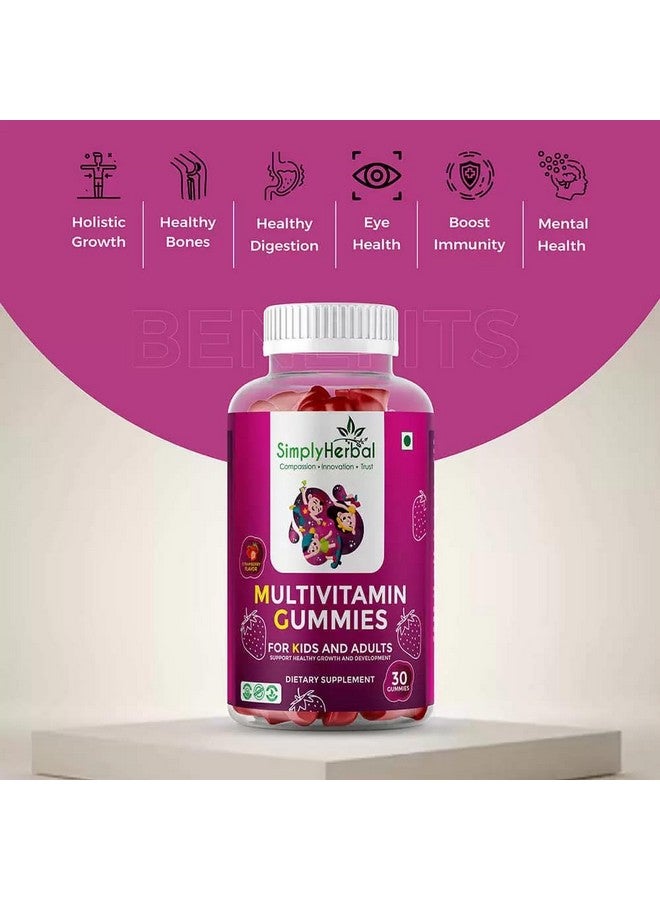 Simply Herbal جواهر متعددة الفيتامينات العشبية للأطفال، مكمل قوي للشعر والبشرة والأظافر مع الكالسيوم، البيوتين، فيتامين أ ب ج، جواهر المناعة بنكهة الفاكهة للبالغين والأطفال، 30 جواهر (عبوة من 1) - Image 2