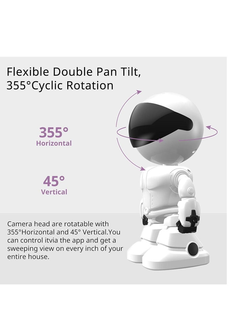 1080P Home Security Wireless Camera, Robot IP Camera WiFi Surveillance Camera Baby Monitor for Baby/Pet Support 360˚ View, 2 Audio, Motion Tracking, Yoosee App Remote Access, White - Image 3