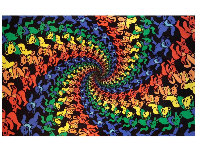 Sunshine Joy Sunshine Joy Grateful Dead 3D Dancing Bears Spiral Tapestry Tablecloth Wall Art Beach Sheet Huge 60x90 Inches  Amazing 3D Effects  - Image 1