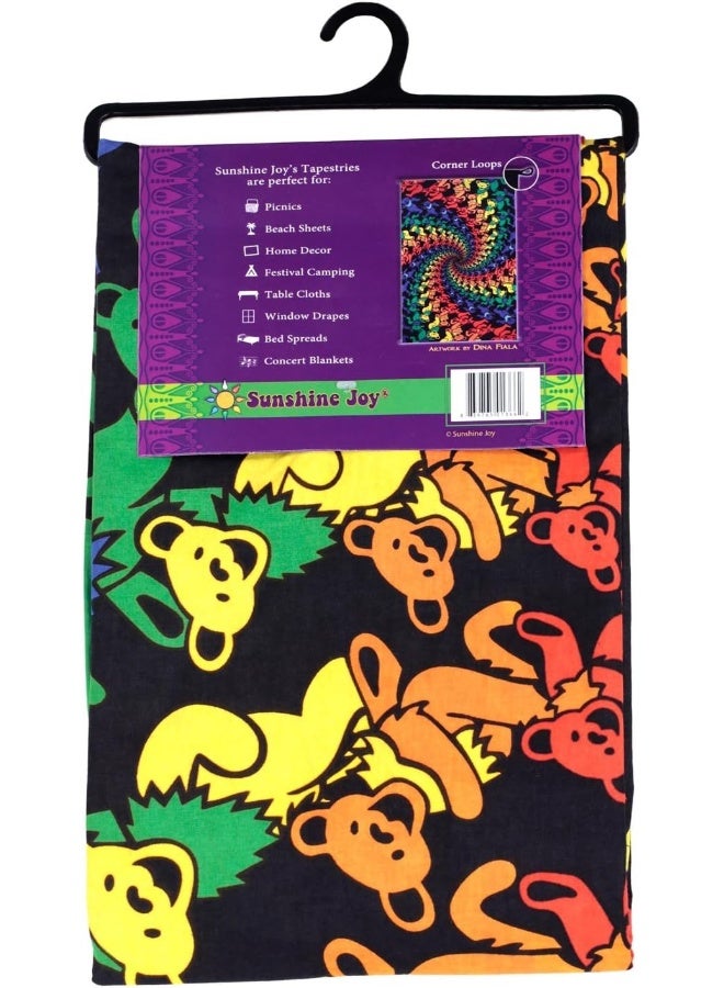 Sunshine Joy Sunshine Joy Grateful Dead 3D Dancing Bears Spiral Tapestry Tablecloth Wall Art Beach Sheet Huge 60x90 Inches  Amazing 3D Effects  - Image 5