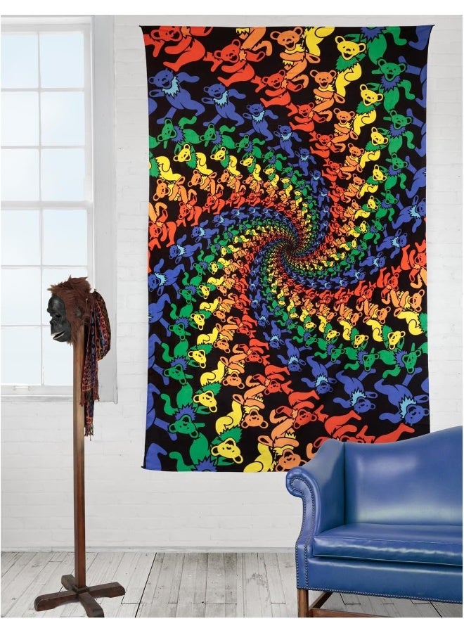 Sunshine Joy Sunshine Joy Grateful Dead 3D Dancing Bears Spiral Tapestry Tablecloth Wall Art Beach Sheet Huge 60x90 Inches  Amazing 3D Effects  - Image 2