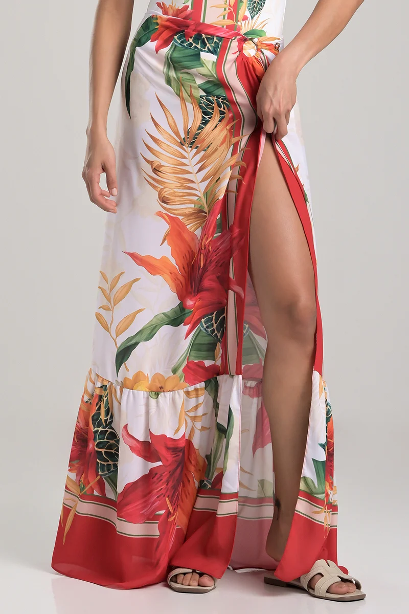Beach Cover-Up with Ring Detail and Print
