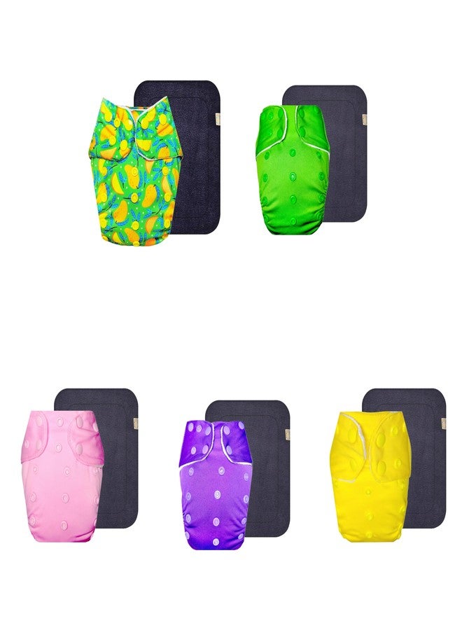 Dumbledo Premium Cloth Diaper with Gray Insert (Pack of 5) | Soft & Gentle | Leakproof | Easy to Clean | Perfect for Indian Summers | 3 Months - 3 Years | Unisex Baby - Image 1