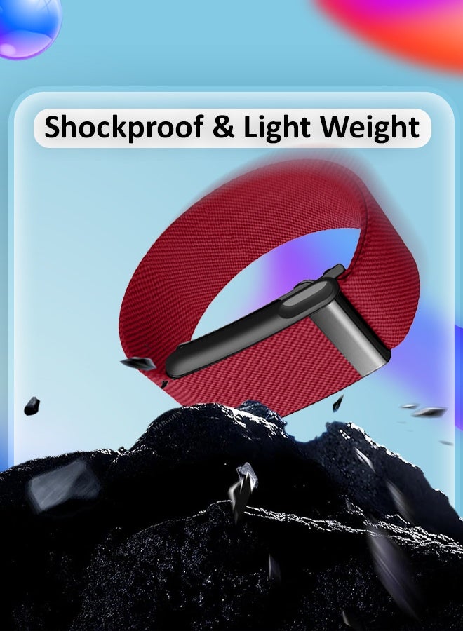 CATANES Nylon Replacement Wristband for Whoop Life MG – Waterproof - Lightweight - Adjustable Fitness Strap - Red - Image 2