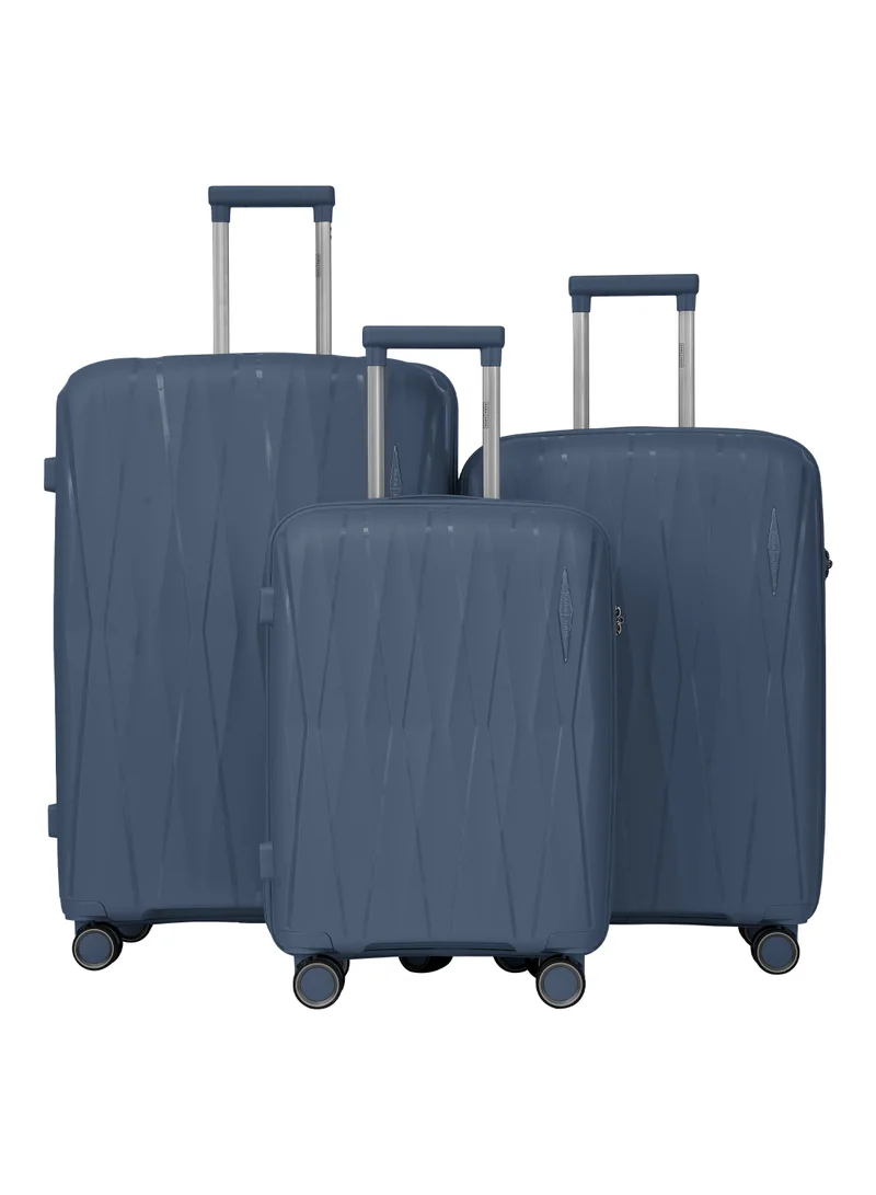 Parajohn PARA JOHN TRIACUT Series - 3 Piece Premium Durable Polypropylene, Lightweight & Stylish 8-Wheel Spinner Trolley 20,24,28 Sizes- Grey