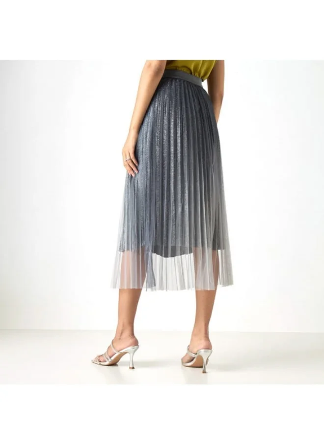 2Xtremz 2Xtremz Pleated Midi A-Line Skirt with Elasticated Waistband