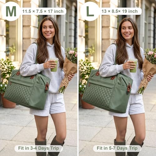 Pritent Travel Duffle Bag Waterproof Weekender Overnight Hospital Bags for Women Men with Toiletry Bag Lightweight Personal Item Duffle Gym Bag for Travel Airplanes SportsGreen Medium - Image 3