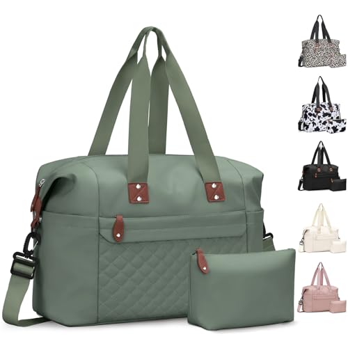 Pritent Travel Duffle Bag Waterproof Weekender Overnight Hospital Bags for Women Men with Toiletry Bag Lightweight Personal Item Duffle Gym Bag for Travel Airplanes SportsGreen Medium - Image 1