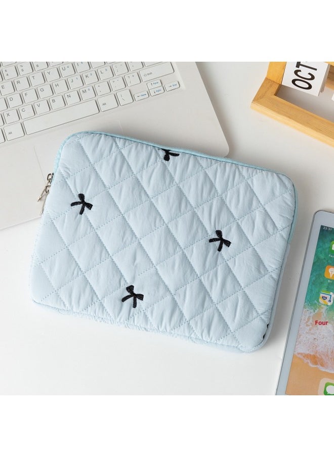Generic Embroidered Butterfly Knot Notebook Storage Bag For 11/13/15 Inch Tablet Diamond Pattern Breathable Nylon Computer Case-Color:Light Blue-Dimensions:13 Inch  - Image 1