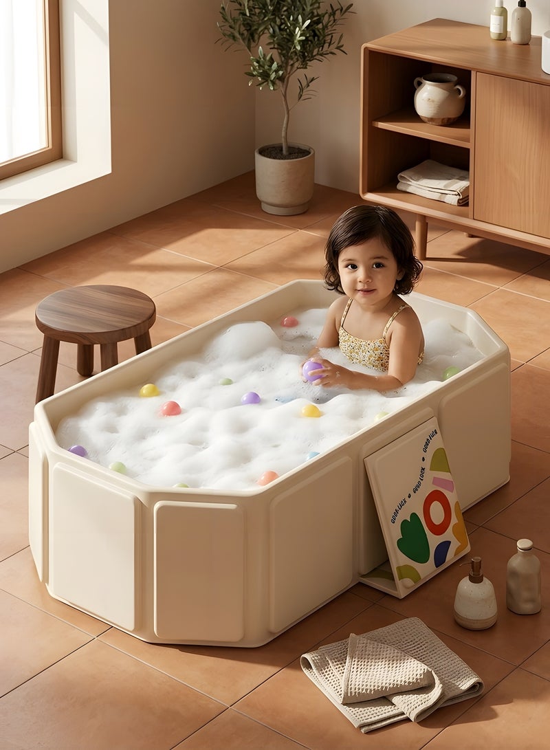 بيوينتي حوض استحمام أطفال قابل للطي - حوض سريع النفتاح غير قابل للنفخ لعمر 0-8 سنوات، حوض استحمام محمول متين يوفر المساحة - Image 2