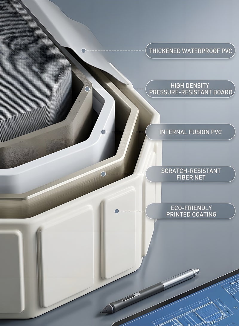 بيوينتي حوض استحمام أطفال قابل للطي - حوض سريع النفتاح غير قابل للنفخ لعمر 0-8 سنوات، حوض استحمام محمول متين يوفر المساحة - Image 3