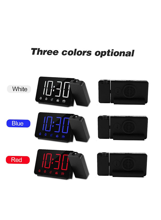 Projection Alarm Clock 180°Projector with FM Radio Snooze Function 4 Dimmer Dual Alarm USB Charging Digital Clock 12H/24H for Bedrooms  - Image 1