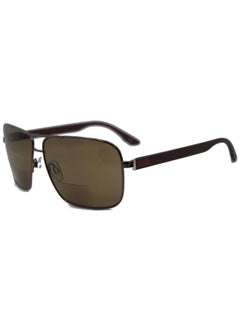 In Style Eyes Racy Aviator Bifocal Reading Sunglasses Square Metal Frame Bifocal Readers Nonpolarized Aspheric Lens Brown 2.0X  - Image 1