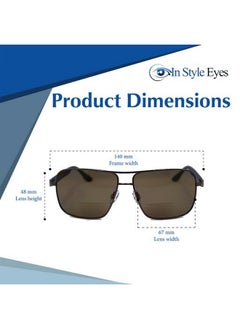 In Style Eyes Racy Aviator Bifocal Reading Sunglasses Square Metal Frame Bifocal Readers Nonpolarized Aspheric Lens Brown 2.0X  - Image 4