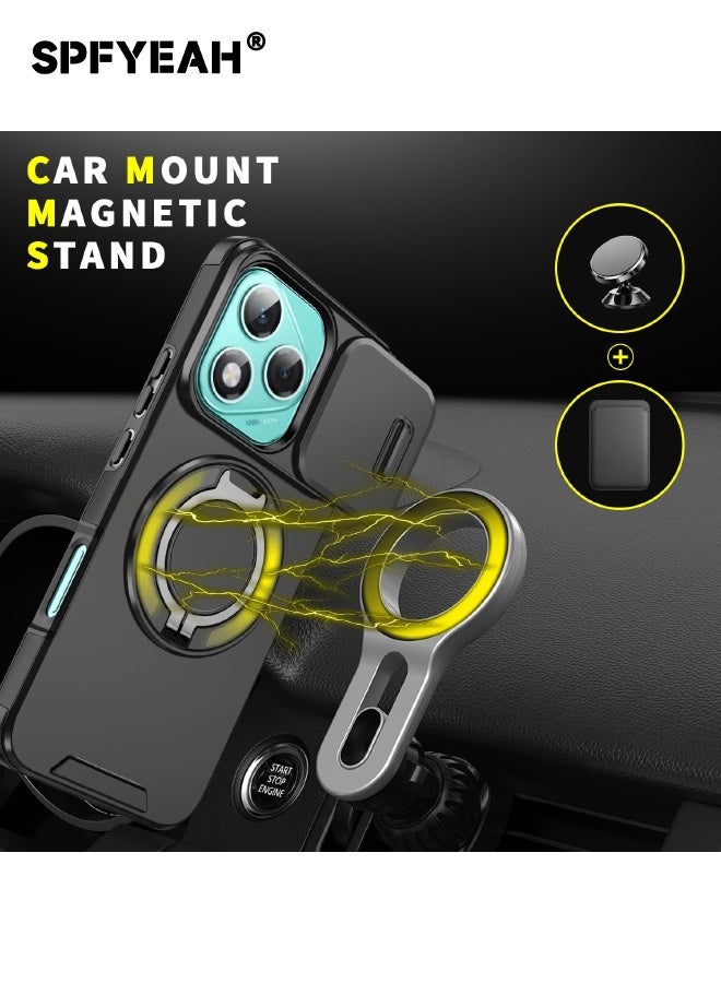 SPFYEAH [2-in-1] Honor 400 Lite Case with Privacy Screen Protector, Slide Camera Cover, Built-in 360° Rotate Round Ring Kickstand, Heavy Duty Shockproof Back Cover for Honor 400 Lite 5G 6.7 inch (Black, 1+1 Pack) - Image 4