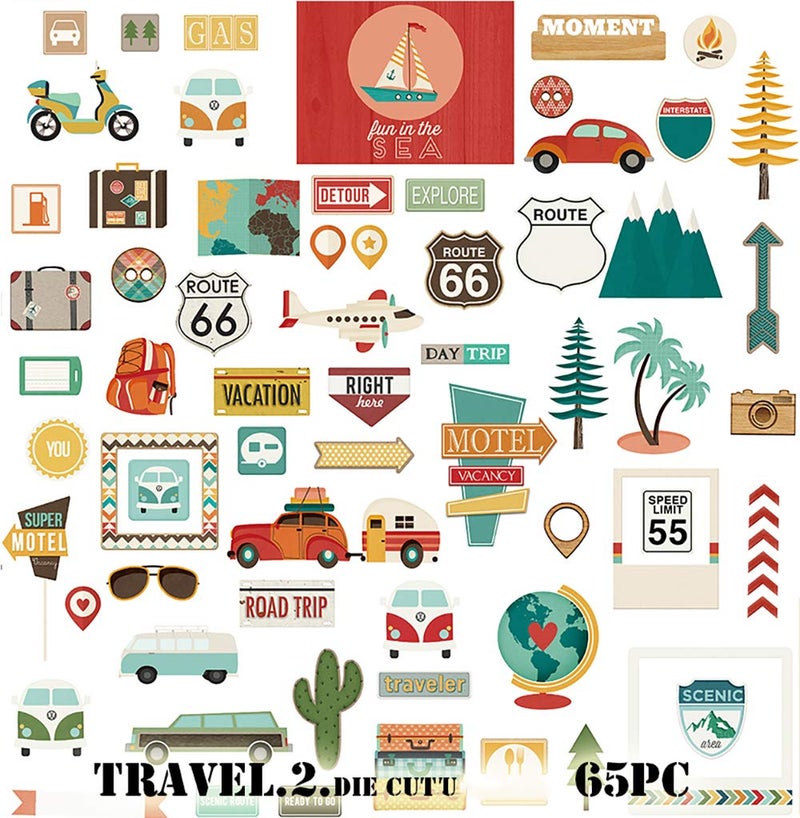 Doraking Foil Gold Paper Stickers, 65PCS Travel Themed Decoration for Scrapbook, Multicolored, Waterproof, Premium Adhesive Paper, Irregular Shaped, Holiday Travel Style - Image 4