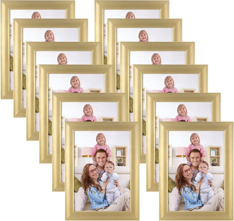 جيفت جاردن مجموعة المكونة من 12 إطار صور مقاس 13×18 سم ذهبي لصور وصور بحجم 18×13، مجموعة كولاج إطارات صور مع زجاج أكريليك، حامل حائط أو طاولة - Image 1