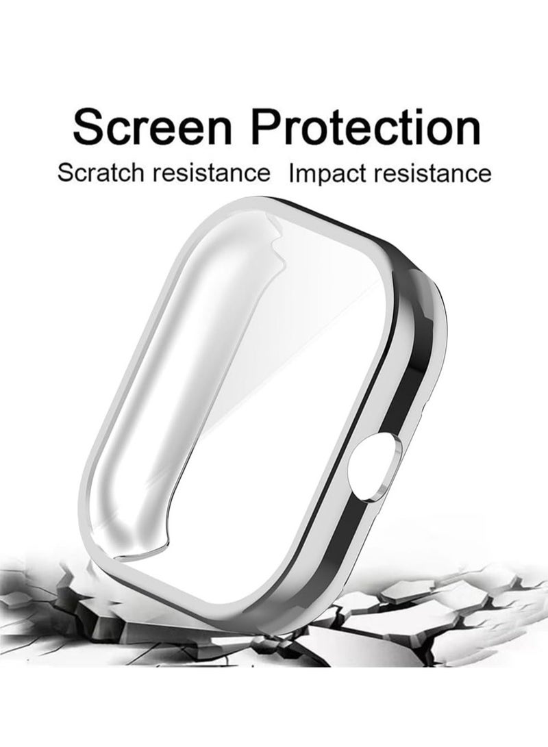 KASTWAVE Case for Xiaomi Redmi Watch 4, Tempered Glass Screen Protector, PC Hard Case Tempered Glass Screen Protection Cover Slim Full Cover Scratch Proof Protector, 2 Pcs, Black and Silver  - Image 3
