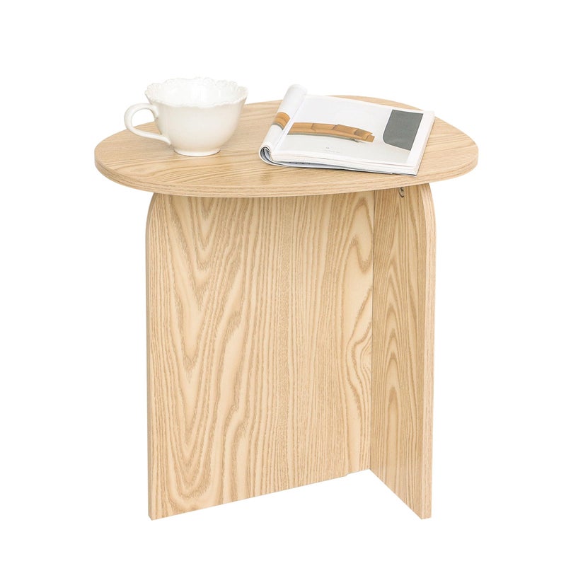AWASEN Small Side Table, Mini End Table Living Room, Modern Accent Table with Unique Tabletop, Short Bedside Table for Small Spaces, Natural - Image 1