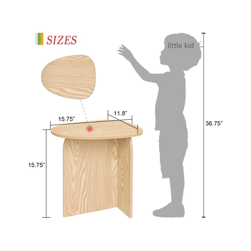 AWASEN Small Side Table, Mini End Table Living Room, Modern Accent Table with Unique Tabletop, Short Bedside Table for Small Spaces, Natural - Image 3