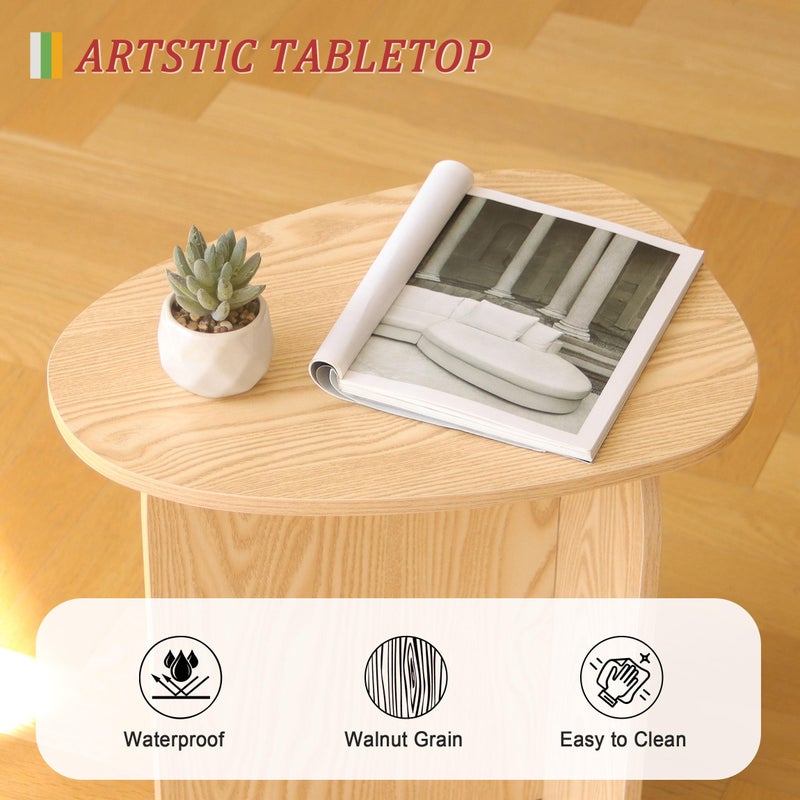 AWASEN Small Side Table, Mini End Table Living Room, Modern Accent Table with Unique Tabletop, Short Bedside Table for Small Spaces, Natural - Image 4