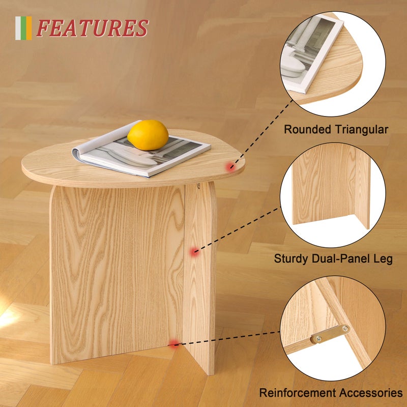 AWASEN Small Side Table, Mini End Table Living Room, Modern Accent Table with Unique Tabletop, Short Bedside Table for Small Spaces, Natural - Image 5