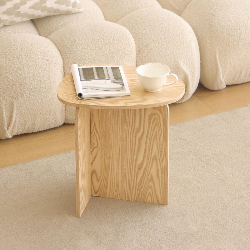 AWASEN Small Side Table, Mini End Table Living Room, Modern Accent Table with Unique Tabletop, Short Bedside Table for Small Spaces, Natural - Image 2