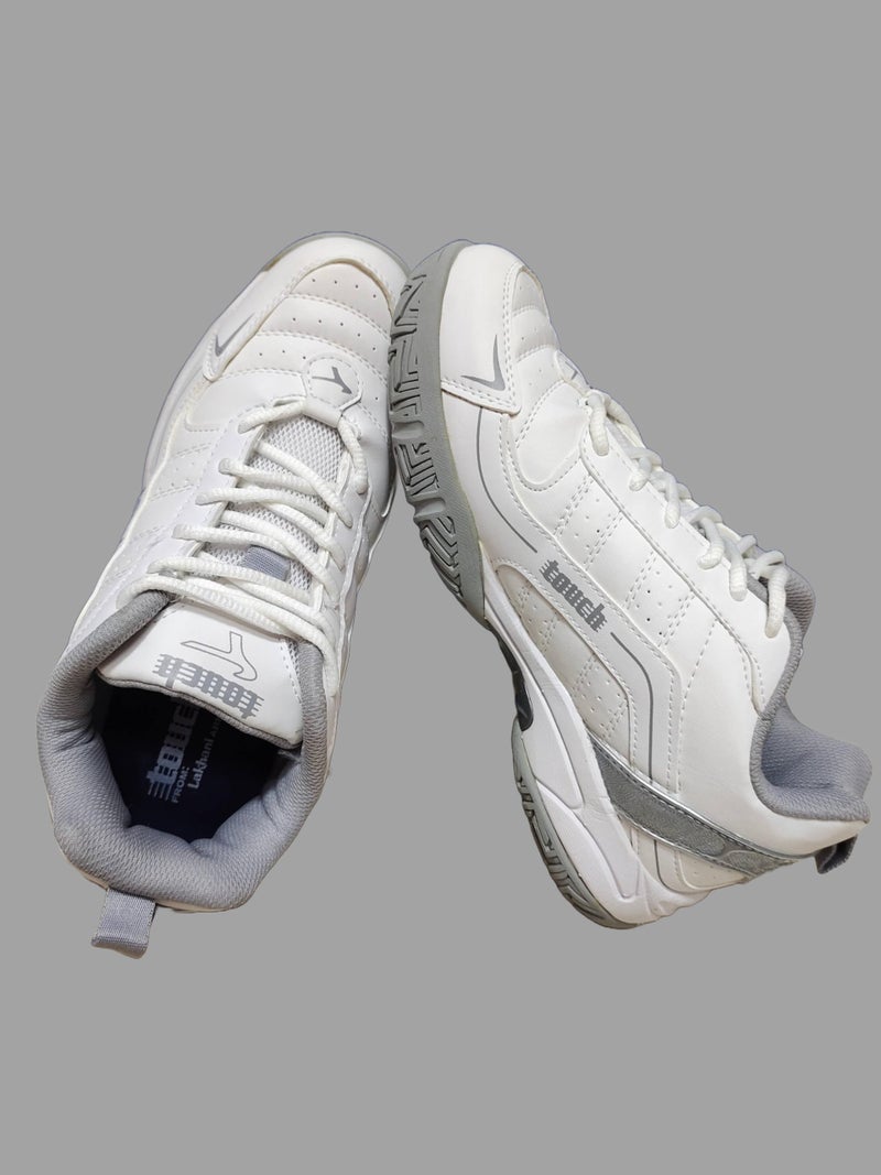 Lakhani Touch JF-064 Shoes for Men (WHT/L.Gry, UK Footwear Size System, Adult, Men, Numeric, Narrow, 10), White - Image 5