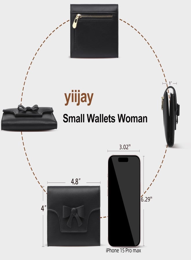 yiijay Small Wallet for Women Cute Bowknot RFID Blocking Bifold Leather Credit Card Holder Compact Wallet Lady Girls' Mini Purse with Zipper Pocket - Image 4