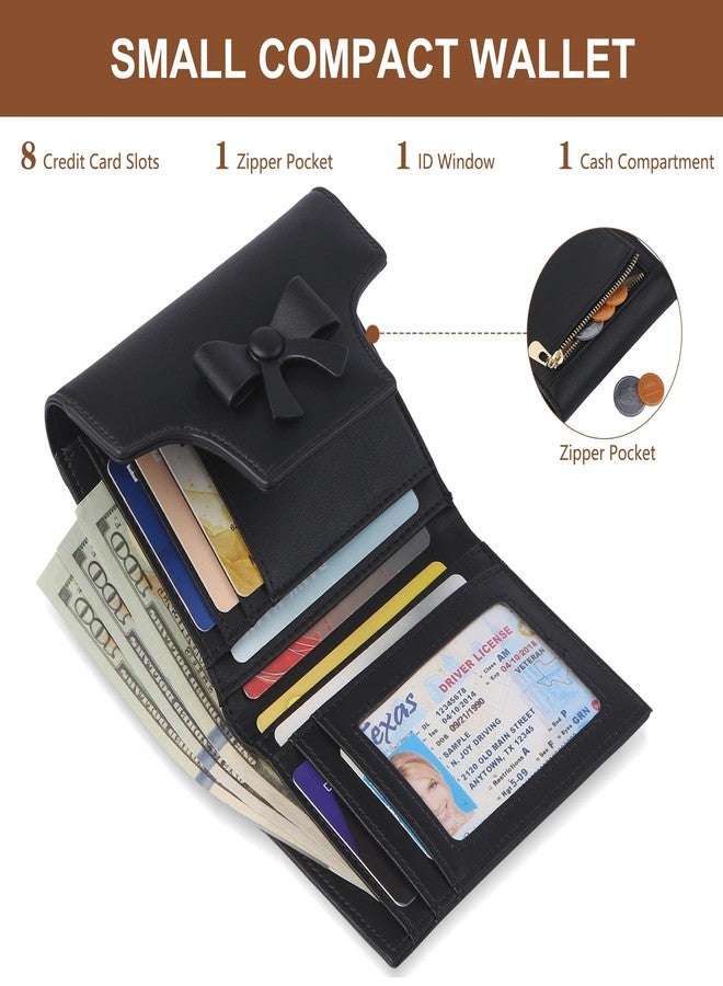 yiijay Small Wallet for Women Cute Bowknot RFID Blocking Bifold Leather Credit Card Holder Compact Wallet Lady Girls' Mini Purse with Zipper Pocket - Image 2