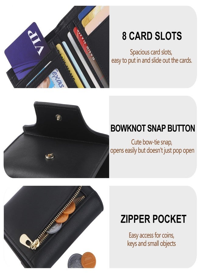 yiijay Small Wallet for Women Cute Bowknot RFID Blocking Bifold Leather Credit Card Holder Compact Wallet Lady Girls' Mini Purse with Zipper Pocket - Image 3