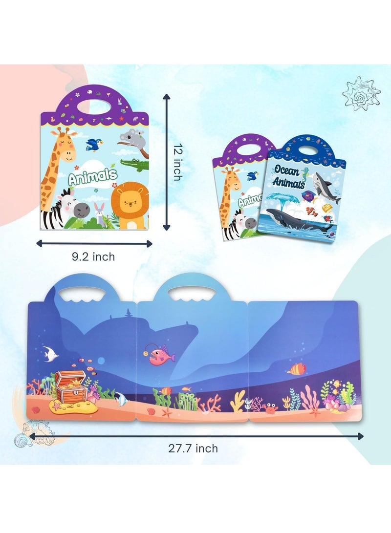 SOLARAE Reusable Sticker Book for Kids, Animal & Ocean Animal Waterproof Stickers - Image 3