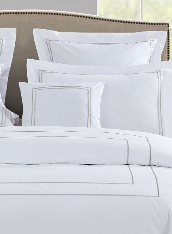 Brata Stitch Convenient Bed in a Bag Bedding Set White and Silver 1 x 240 x 270 cm RICAMO 06 
