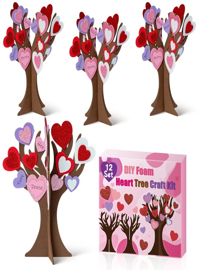 BeYumi 12 Pack Mother's Day Thankful Heart Trees Foam Craft Kits for Kids Make Your Own Mother's Day DIY Heart Trees Decorations Gratitude Tree Craft Set Holiday School Home Party Fun Activities Decor - Image 1